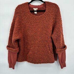 Sundance Teddy Boucle Knit Sweater Kangaroo Pocket Cozy Fall Size Large‎